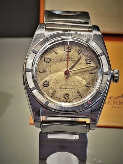 null ROLEX Oyster perpetual "Bubble Back", ref. 3372, vers 1957 Rare montre bracelet...