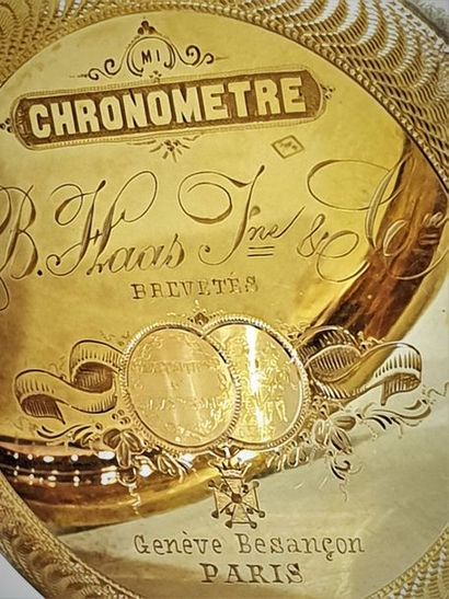 null B. HAAS Jeune & Cie, MONTRE DE GOUSSET en or jaune 750 millièmes. Bélière ronde...