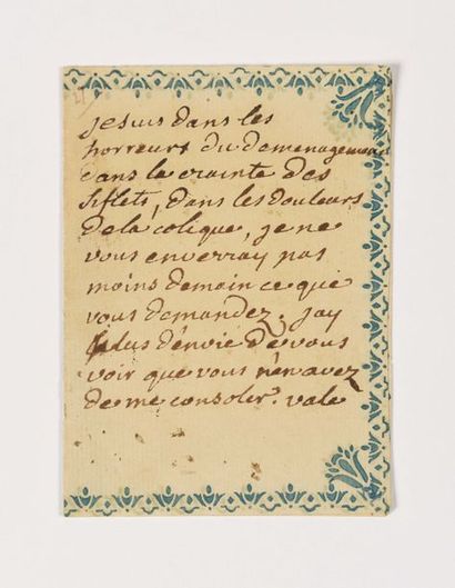 null VOLTAIRE. Billet autographe. S.l.n.d. 1 p. de format 100 x 72 sur un bifeuillet...