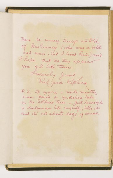 null KIPLING (Rudyard). Lettre autographe signée. Londres, 6 mars 1890. 1 p. 3/4...