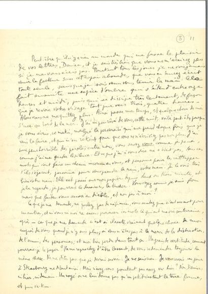 null ARAGON (Louis). Lettre autographe signée « Louis A. » adressée à Denise Kahn.7S.l.n.d....