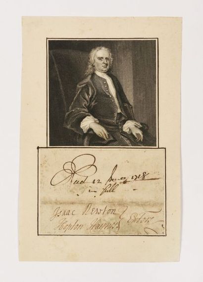 null NEWTON (Isaac). Pièce signée « Isaac Newton » contresignée par Hopton Haynes....
