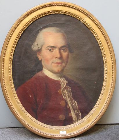 null ÉCOLE FRANÇAISE dans le goût du XVIIIe siècle PORTRAIT D’HOMME À LA VESTE ROUGE...