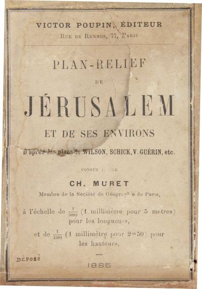 null PLAN-RELIEF DE JÉRUSALEM ET DE SES ENVIRONS Bois, carton mâché. France, 1885,...