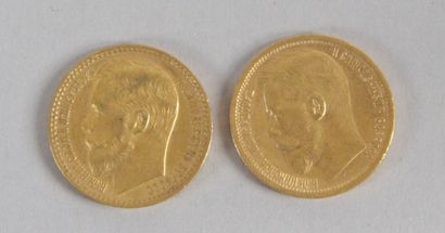 null Deux pièces en or de 15 Roubles de 1897 poids: 12,8 gr