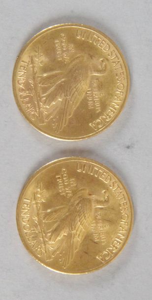 null Deux pièces en or de 10 Dollars US de 1932 poids : 16,6 gr