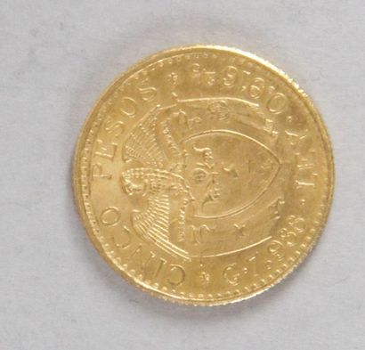 null Une pièce en or de 5 Pesos Colombies 1929 Poids: 8 gr
