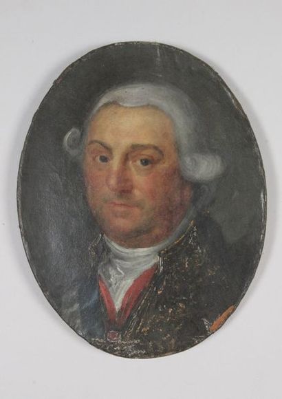 null Suiveur de Francisco de Goya, portrait d'homme, huile sur toile format ovale....