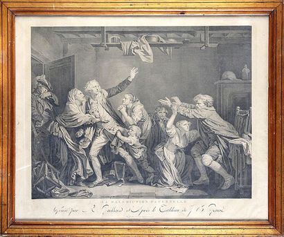  René GAILLARD 1722-1790, d'après Jean-Baptiste GREUZE. "La malédiction paternelle"...