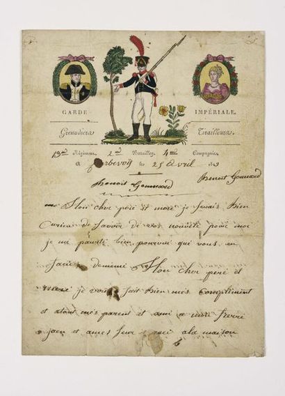 null SOLDIER'S LETTER. - GONNARD (Benoît). Signed autograph letter to his parents...