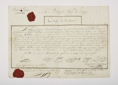 null SUCHET (Louis-Gabriel). Visa signed by the future Marshal Duke of Albufera as...