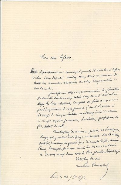 null GAMBETTA (Léon). 2 lettres autographes signées. – À son « cher Lefèvre » [peut-être...