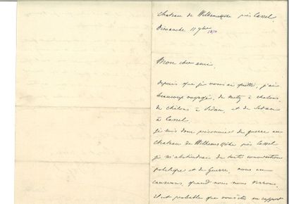 null PAJOL (Louis Eugène Léonce). Signed autograph letter to his "dear friend". Wilhelmshöhe...