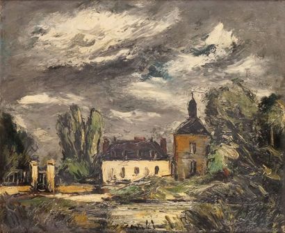 null Anders OSTERLIND – 1887-1960 LE CHÂTEAU Huile sur toile signée en bas au centre....