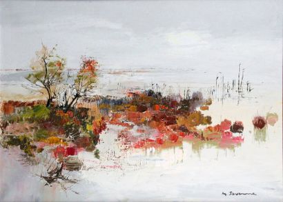 null Michel JOUENNE - born in 1933 CAMARGUE AU PETIT MATIN Oil on canvas signed lower...