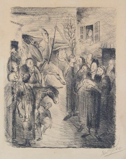 null René Jean CLOT - 1913-1997 ENTRY OF CHRIST TO JERUSALEM Lithograph signed and...
