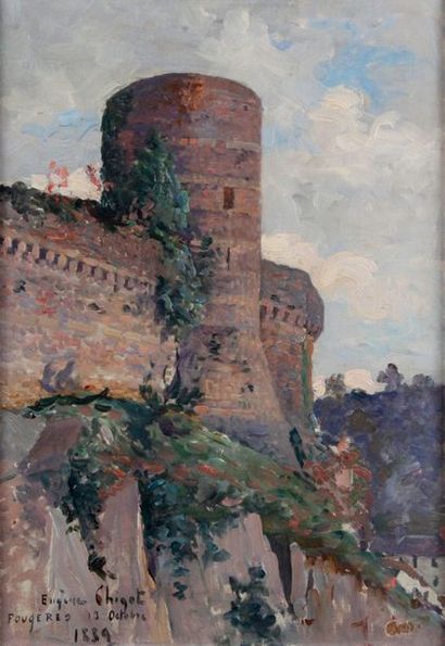 null Eugene CHIGOT - 1860-1923 THE CASTLE OF FOUGERES IN BRITTANY, 1889 Oil on canvas...