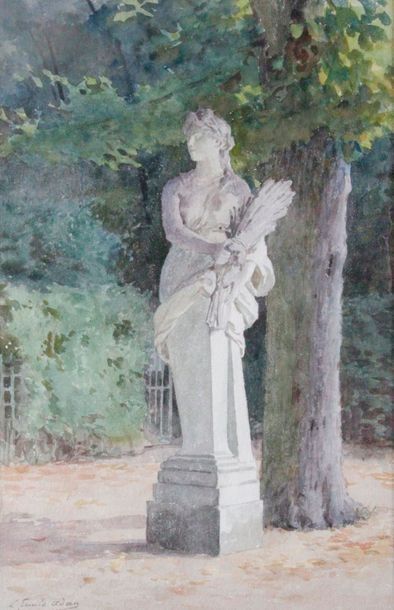 null Louis Émile ADAN – 1839-1937 STATUE DE CÉRÈS DU CHÂTEAU DE VERSAILLES Aquarelle...