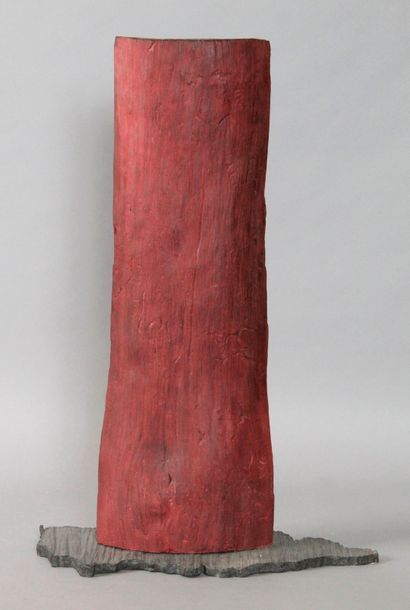 null Geoffroy de MONTPELLIER - born 1953 BÛCHE Bronze print with red and black patina...