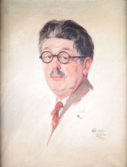 null Émile DECKERS – 1885-1968 PORTRAITdu peintre orientaliste Belge Gustave Flasschoen...