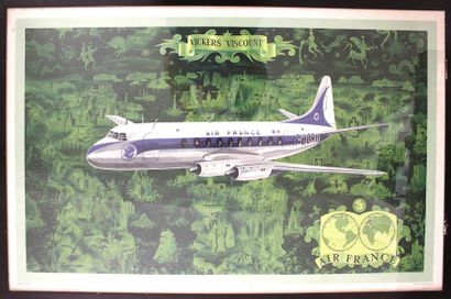 null Lucien BOUCHER (1889 - 1971) Air France - Vickers Viscount Affiche attribuée...