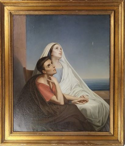 null D'après Ary SCHEFFER (1795-1858) Saint Dominique et Sainte Monique Huile sur...