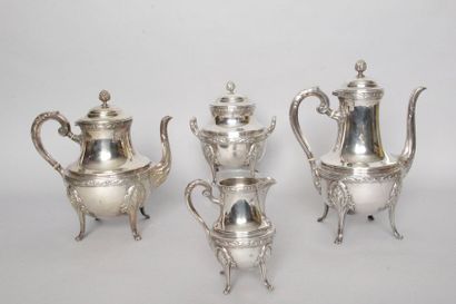 null SRVICE WITH COFFEE AND TEA in silver 950 thousandths of four pieces Louis XVI...