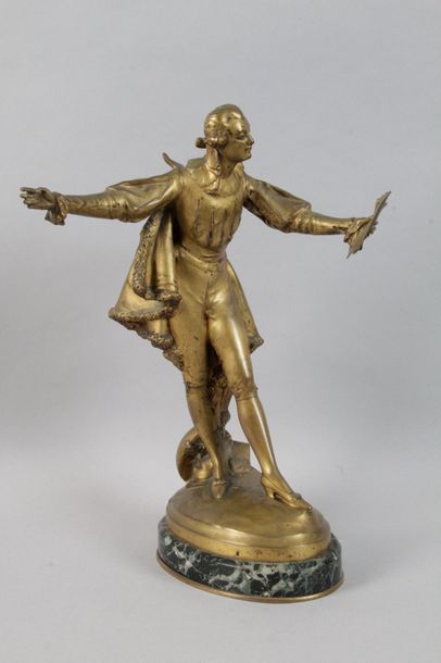 null Paul DUCUING (1867-1949) CASANOVA Bronze à patine doré Signé Ducuing sur la...