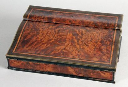 null Napoleon III period TRAVEL WRITING BOOK with soft profile in burr-cedar veneer,...