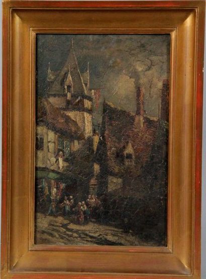 null FRENCH SCHOOL OF THE XVIII century " Pastoral scene" Oil on canvas. 39 x 52...