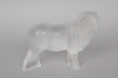 null LALIQUE France "Aries" in satin-finish crystal, moulded, pressed, signed underfoot....
