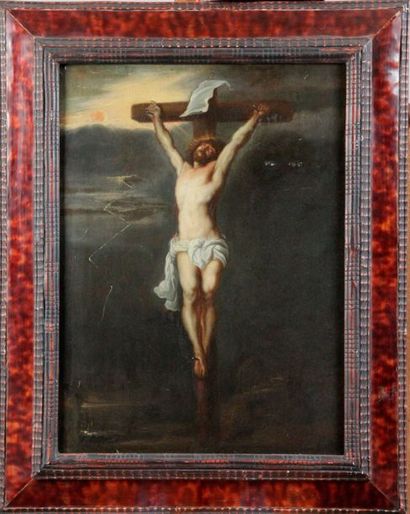 null ECOLE FLAMANDE vers 1650, suiveur de Peter Paul RUBENS Crucifixion Huile sur...