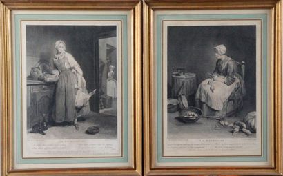 null PAIR OF ENGRAVINGS after CHARDIN "la Pourvoïeuse et la Ratisseuse" pair of engravings....