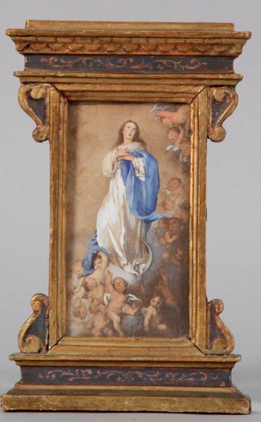 null THE ASSUMPTION OF THE VIRGIN gouache on a lithographic background with painted...