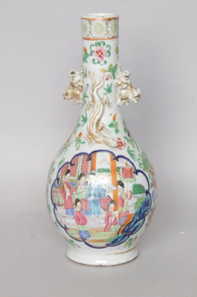 null CHINA SMALL VASE in porcelain in the shape of a baluster decorated in enamels...