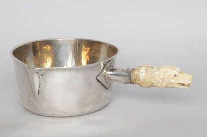 null CASSEROLE out of plain silver 950 thousandths the handle out of ivory brought...