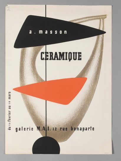 null Affiche d’exposition André Masson « A. MASSON CERAMIQUE » - Galerie M.A.I. Lithographie...