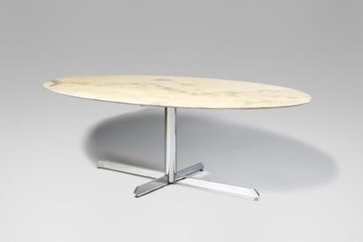 null FLORENCE KNOLL (1917-2019) ROCHE-BOBOIS Editor Large table with profiled oval...