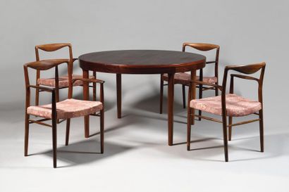 null GRETE JALK (1920-2006) France & Sons Publisher Four solid rosewood armchairs...