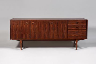 null DANISH WORK OF THE 1960's France & Sons Publisher Pedestal sideboard in rosewood...