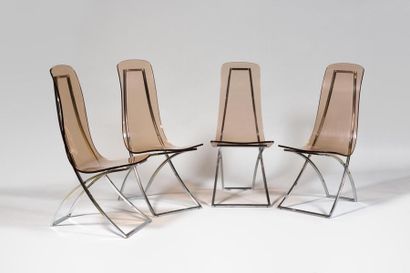 null EDMOND VERSASSA (1926-2010) « CH4 », modèle des années 70 Suite de quatre chaises...