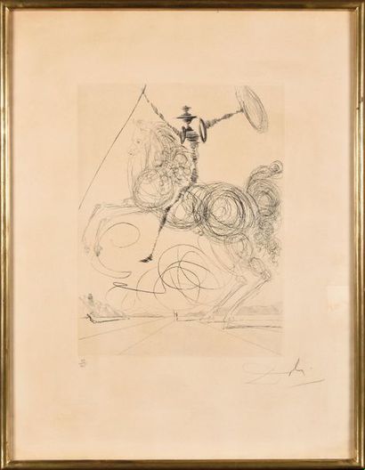 null SALVADOR DALI (1904-1989) Don Quixote Eau- forte on wove paper. Proof signed...