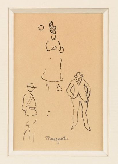 null ALBERT MARQUET (1875-1947) Études de personnages Dessin à la plume Porte le...