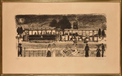 null PAUL DELVAUX (1897-1994) Le Tramway, 1971 Lithograph on Arches vellum. Proof...