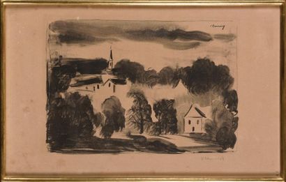 null MAURITIUS OF VLAMINCK (1876-1958) Théméricourt, the bell tower in the trees....