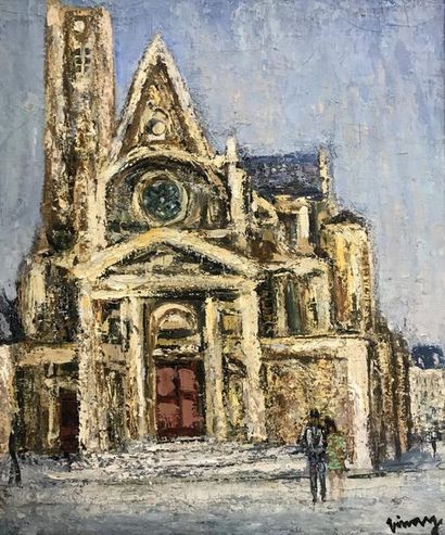 null JEAN VINAY (1907-1978) Saint-Etienne-du-Mont Paris, 1963 Huile sur toile Signé...
