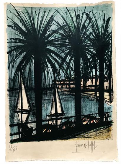 null BERNARD BUFFET (1928 - 1999) Cannes. 1960 Lithographie en couleurs sur vélin...