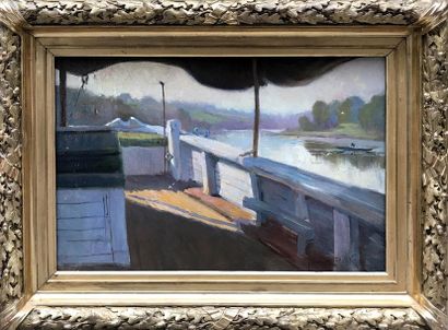 null PAUL DE FRICK (1864-1935) Promenade en bateau Huile sur toile Signé en bas à...
