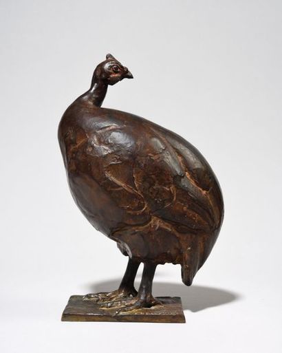 null PIERRE-ROBERT CHRISTOPHE (1880-1971) « Pintade » Bronze Cachet du fondeur sur...