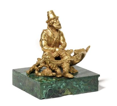 null Paysan

Bronze doré, malachite.

Russie, XIXe siècle

15 x 11 cm.

D.E. (manque...